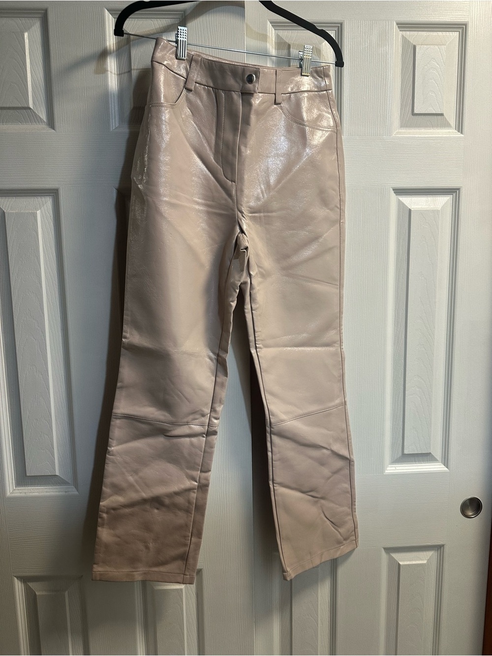 Topshop Light Beige Faux Leather Skinny Pants